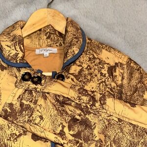 Polagram Jacket Women's Small Yellow Brown Quilted Blanket Western Button Up VTG